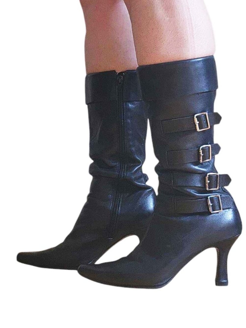 Fashionable Leather Boots with Buckles